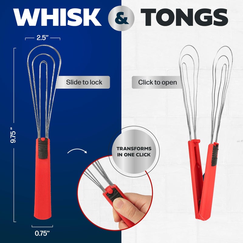 Cooks Innovations Tongs for Cooking Multipurpose 6-in-1, Kitchen Utensils, Whisks for Cooking, Egg Beater Mixer, Salad Tongs for Serving Grill Bbq Steel - Image 2
